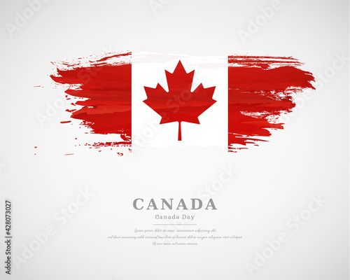 Happy canada day with artistic watercolor country flag background