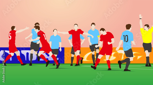 Soccer Players who are happy to win the game. Vector