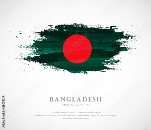 Abstract watercolor brush stroke flag for independence day of Bangladesh