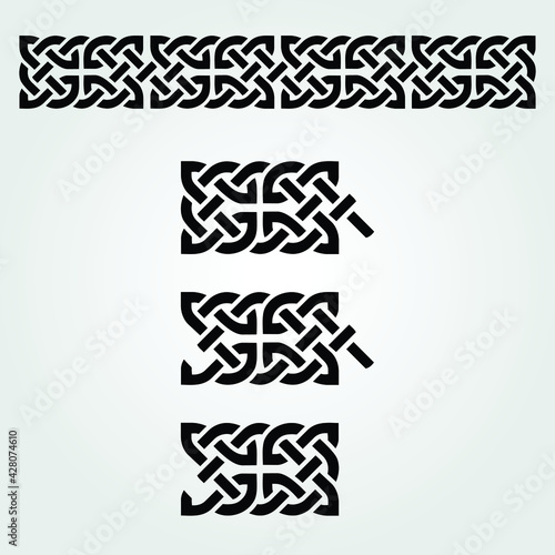 Celtic style border isolated on white background. Vector illustration
