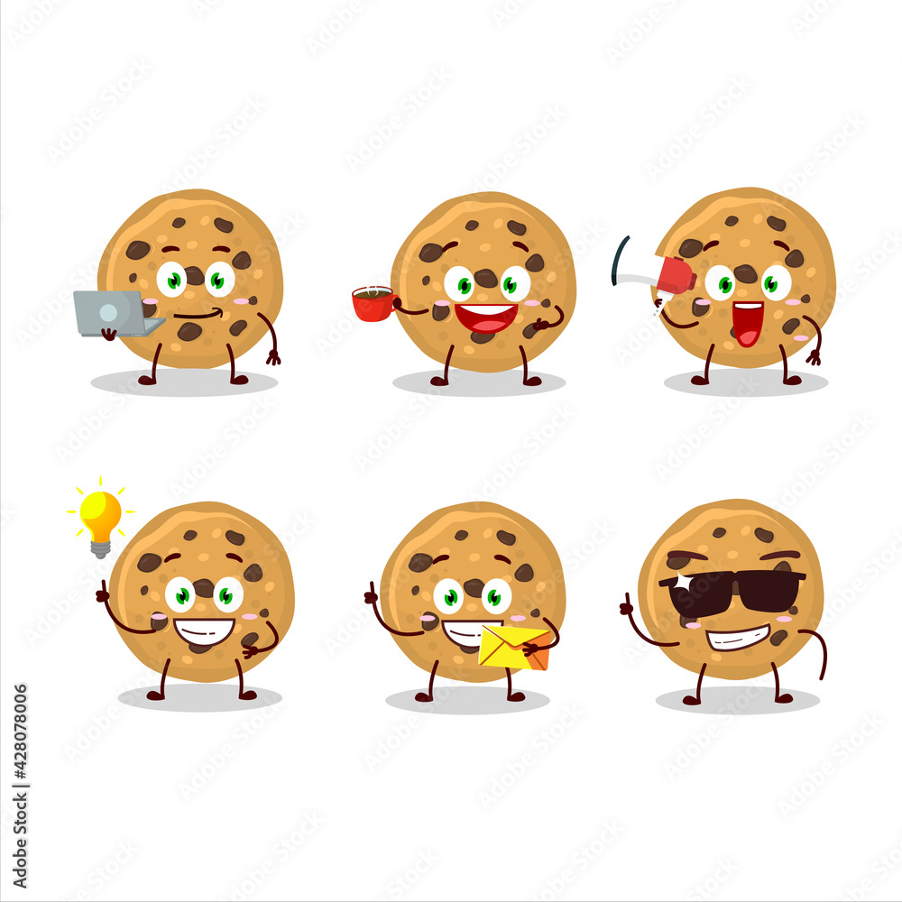 Obraz premium Biscuit cartoon character with various types of business emoticons