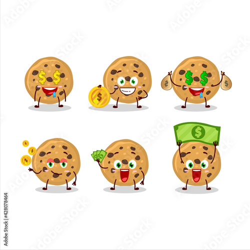 Biscuit cartoon character with cute emoticon bring money