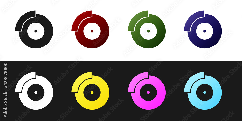 Set Car brake disk with caliper icon isolated on black and white background. Vector Set Car brake disk with caliper icon isolated on black and white background. Vector