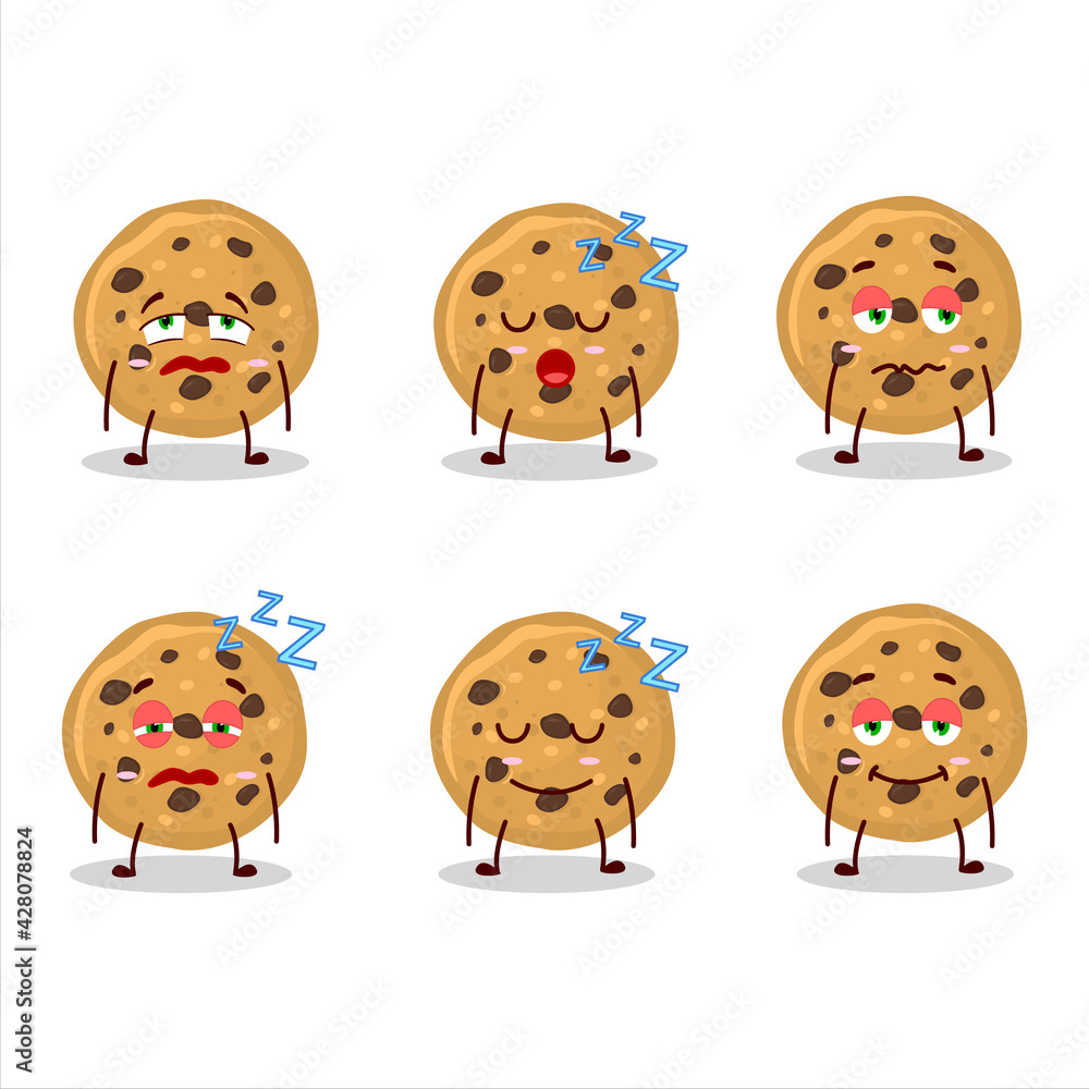Cartoon character of biscuit with sleepy expression Cartoon character of biscuit with sleepy expression
