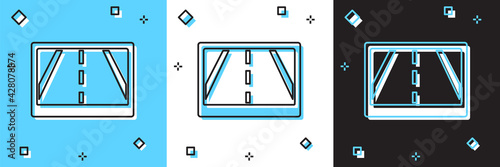 Set Gps device with map icon isolated on blue and white, black background. Vector