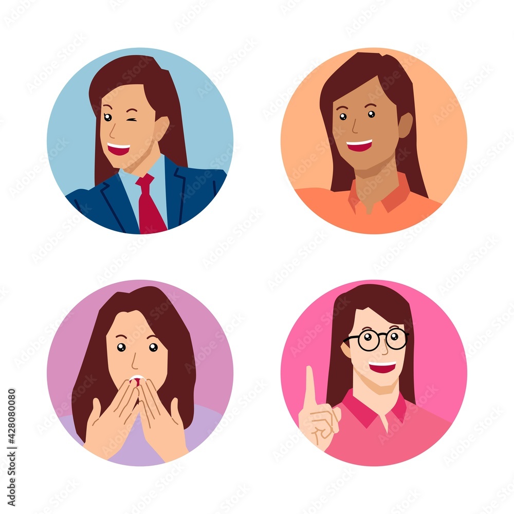 Set of woman character. Can use for profile, avatar, character, card and poster Set of woman character. Can use for profile, avatar, character, card and poster