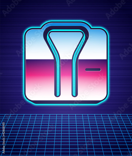 Retro style Bathrobe icon isolated futuristic landscape background. 80s fashion party. Vector