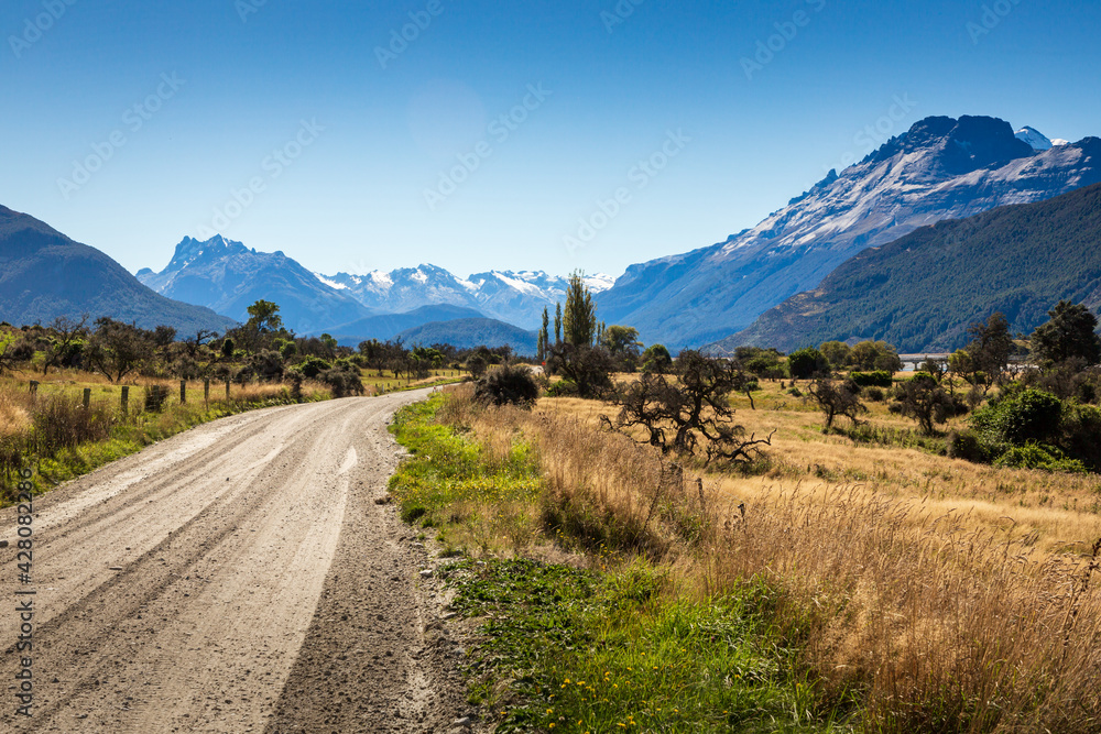 Dirt road in New Zealand mountains