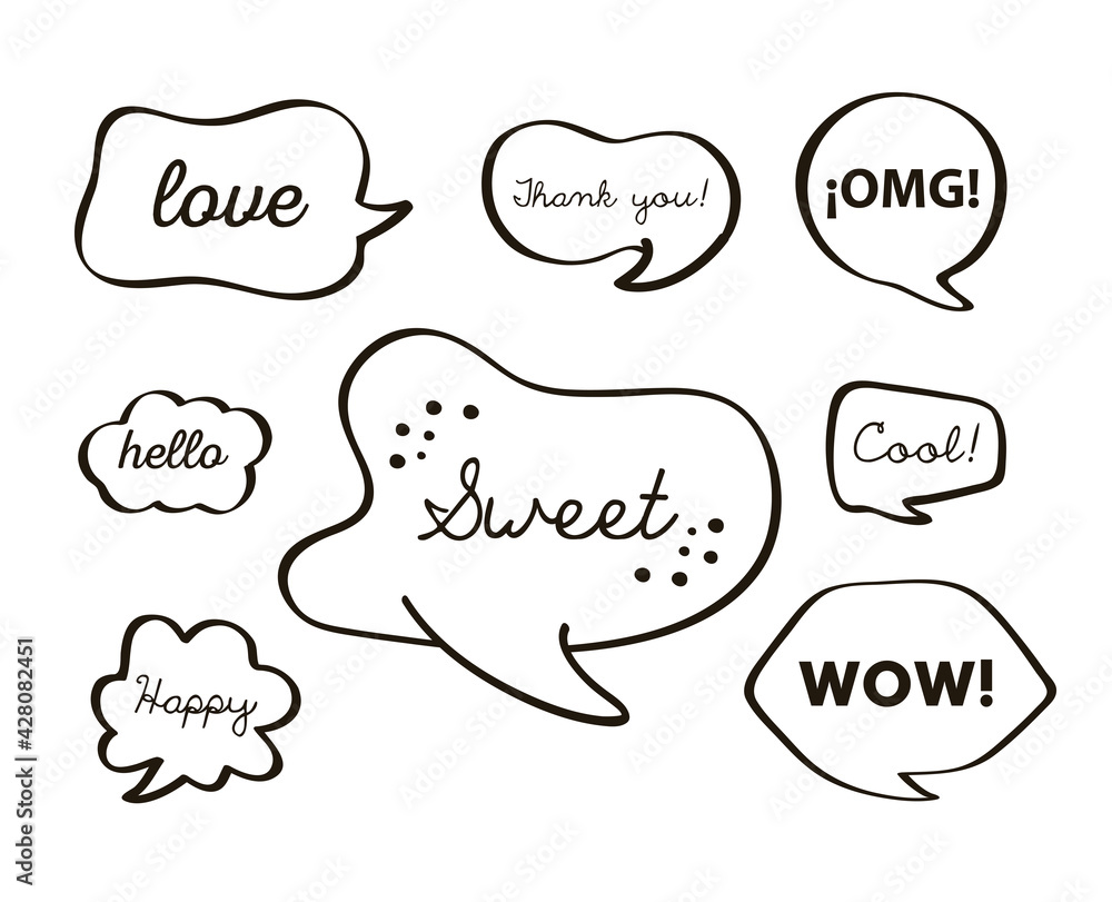 eight text balloons eight text balloons