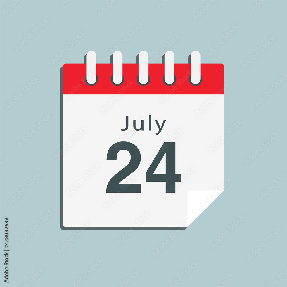Icon day date 24 July, template calendar page Icon day date 24 July, template calendar page