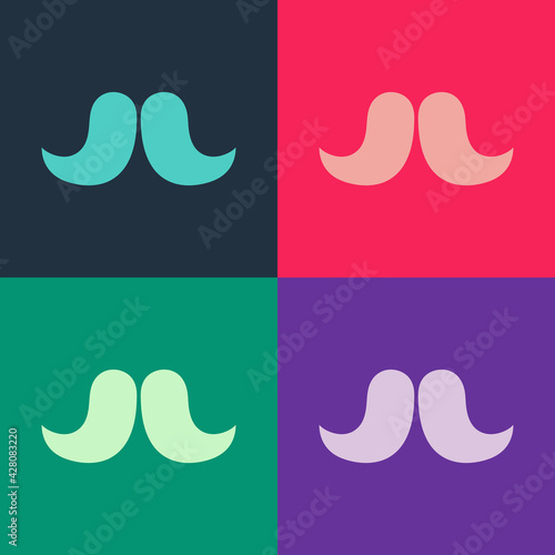 Pop art Mustache icon isolated on color background. Barbershop symbol. Facial hair style. Vector