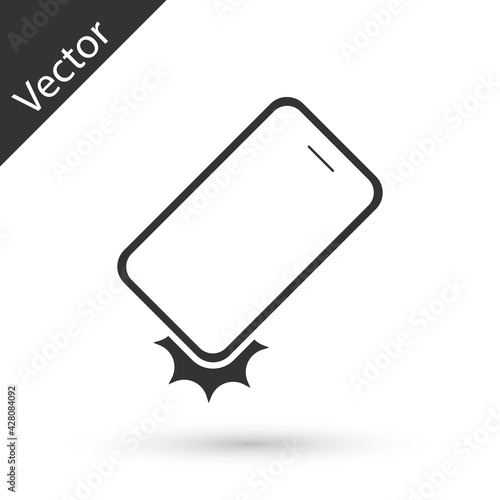 Grey Shockproof mobile phone icon isolated on white background. Vector