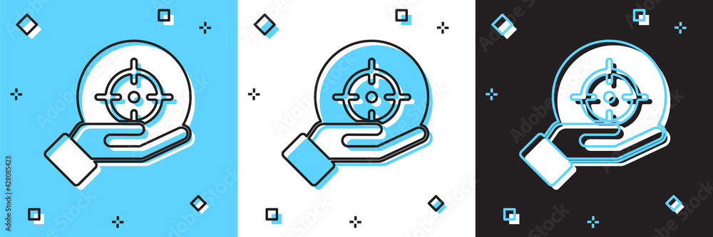 Set Target financial goal concept icon isolated on blue and white, black background. Symbolic goals achievement, success. Vector Set Target financial goal concept icon isolated on blue and white, black background. Symbolic goals achievement, success. Vector