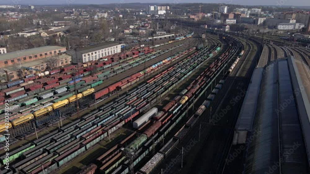 aerial view of railway station hub heavy industry aerial view of railway station hub heavy industry