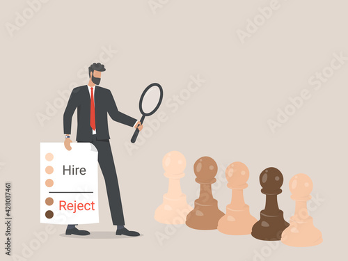 Racism at work, HR managers use a skin tone palette to hire or reject job applicants.