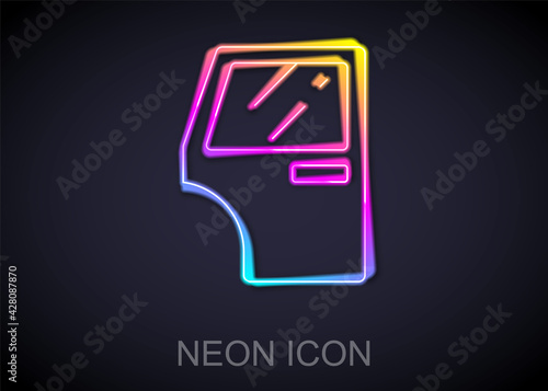 Glowing neon line Car door icon isolated on black background. Vector