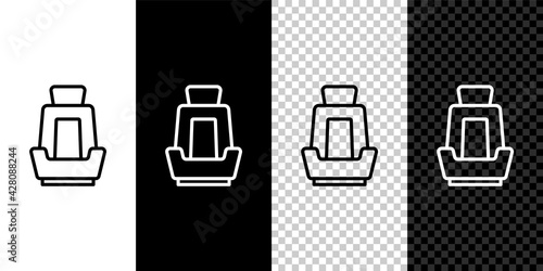 Set line Car seat icon isolated on black and white,transparent background. Car armchair. Vector