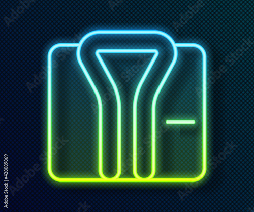 Glowing neon line Bathrobe icon isolated on black background. Vector