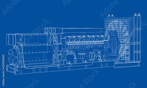 Large industrial diesel generator. Vector