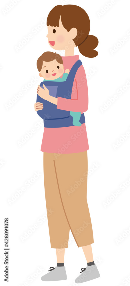 赤ちゃんを抱っこする母親　子育て