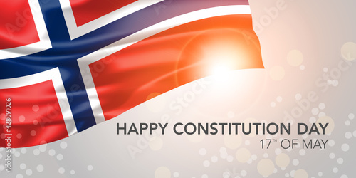 Norway happy constitution day vector banner, greeting card
