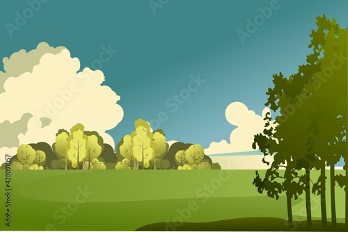 Nature rural landscape summer day