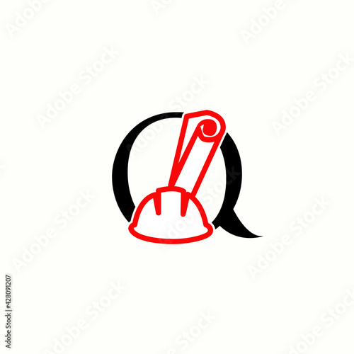 logo letter q with icon civil engineering vector	