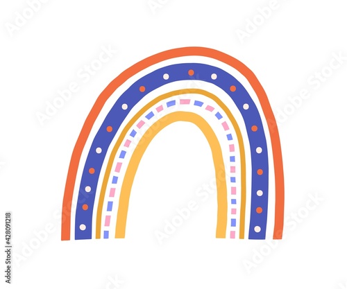 Cute funny magic rainbow isolated on white background. Sweet childish drawing...