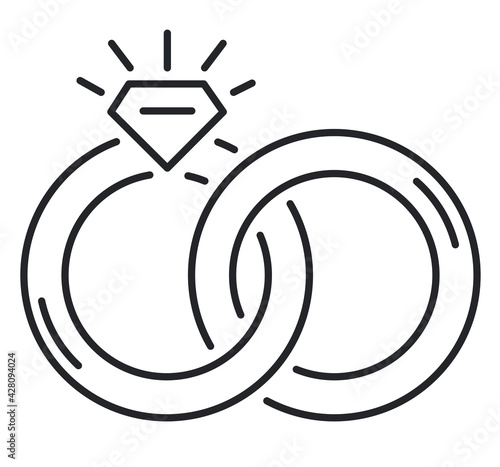 Wedding rings thin line icon
