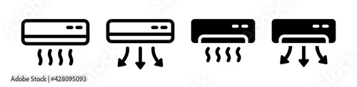 Set of air conditioning icon in black color vector illustration.