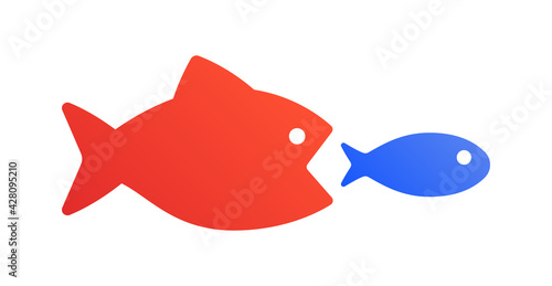 Big fish eat small fish, competitor concept design vector.