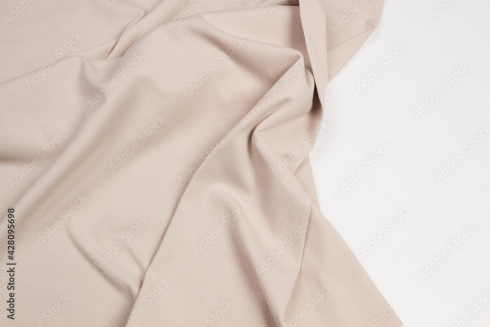 Gray fabrics folded top view on a white background. Gray textile Gray fabrics folded top view on a white background. Gray textile