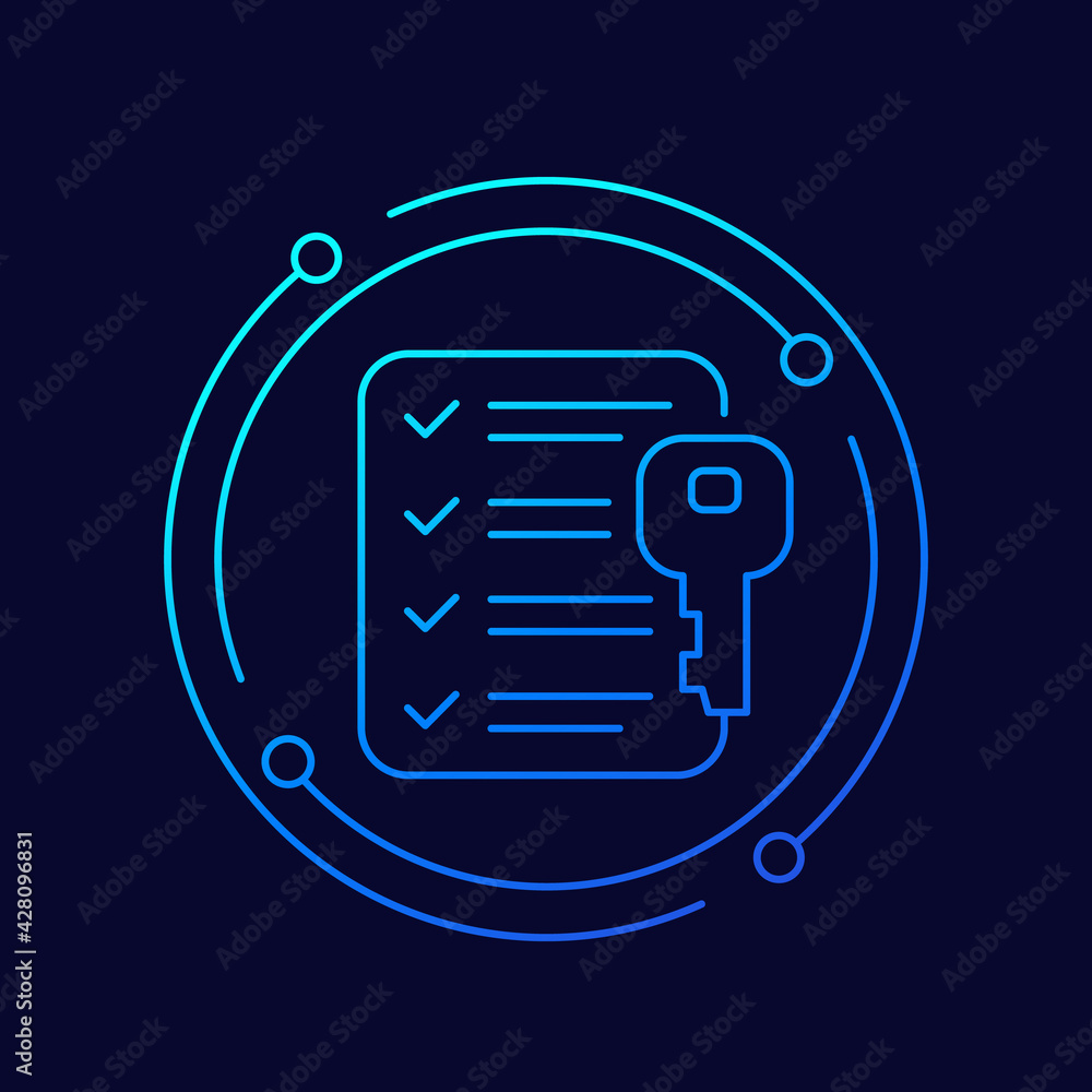 © nexusby - key and checklist line vector icon © nexusby - key and checklist line vector icon