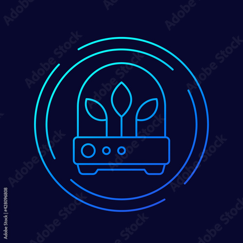 incubator with plants, thin line icon