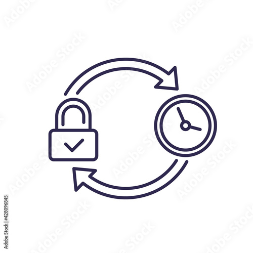 lock and time line icon on white