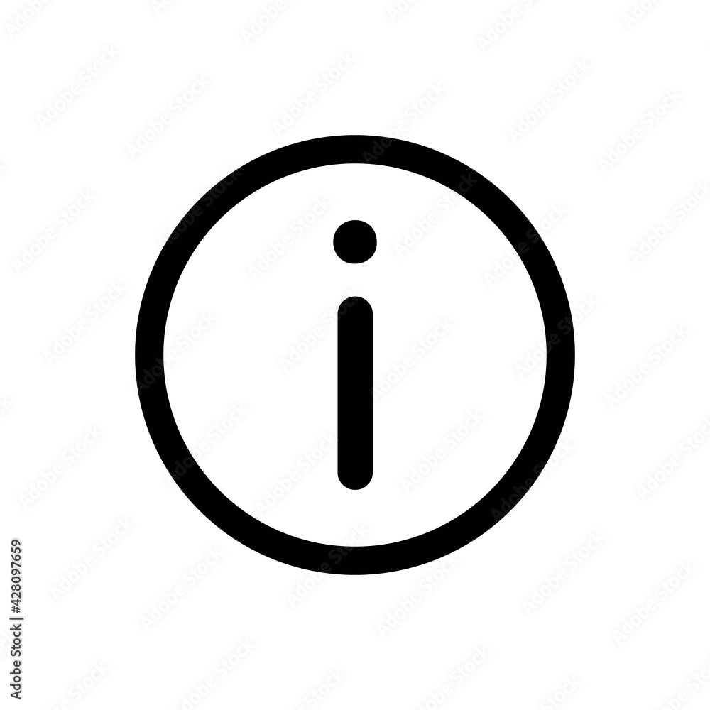 Information mark in circle thin line icon in black.Template bubble talk. Help sign. Flat isolated symbol, for: illustration, logo, mobile, app, emblem, infographic, design, web, ui, ux. Vector EPS 10
