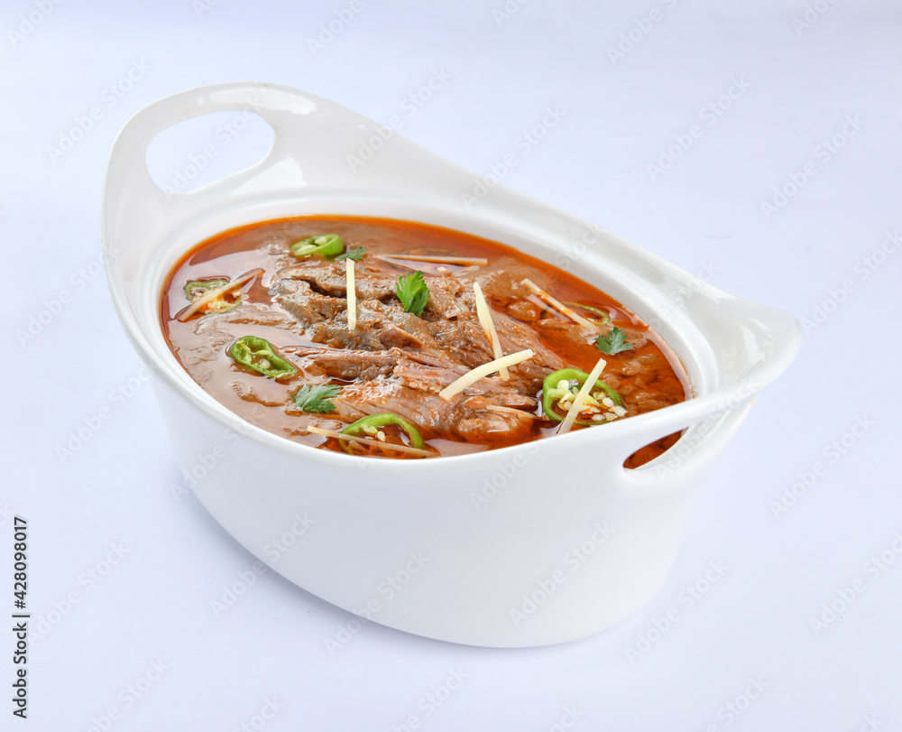 Nihari or Nehari, A Traditional & Special Food, prepared with cow or buffalo meat, spices and cook on low heat Nihari or Nehari, A Traditional & Special Food, prepared with cow or buffalo meat, spices and cook on low heat