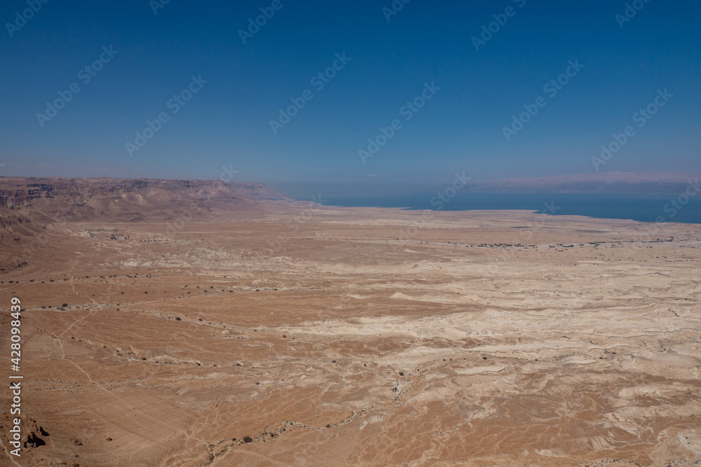 Desert landscape of Israel, Dead Sea, Jordan.
