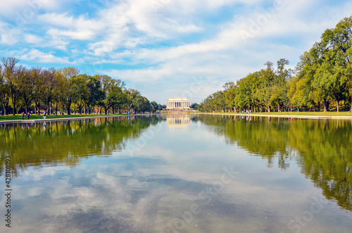 The Lincoln Memorial in Washington DC with reflection