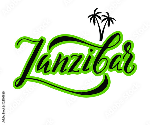 Zanzibar word text card, banner script. Beautiful typography inscription greeting calligraphy poster. Handwritten design modern brush lettering, isolated vector