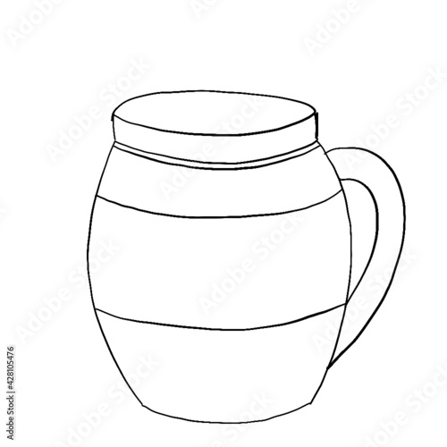 spice jar, cup of tea, sugar storage container, sugar bowl, vinegar container, pepper and salt container, kettle, spice mortar, paper towel stand with paper towels, butter and butter knife, glass sala