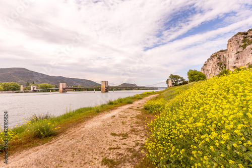 The Robinet bridge on the Rh  ne river in Donzere between Dr  me and Ard  che  France