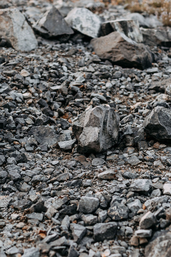 Mining process. Rocks for mining. Big gray limestone. Mining process. Rocks for mining. Big gray limestone.