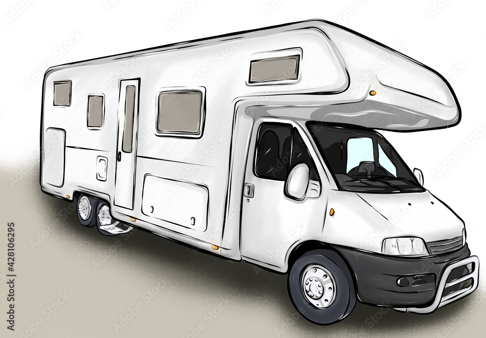 camper van on a white background, cartoon camper auto wallpaper camper van on a white background, cartoon camper auto wallpaper