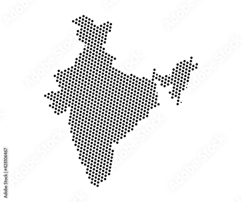 Abstract map of India dots planet, lines, global world map halftone concept. Vector illustration eps 10.