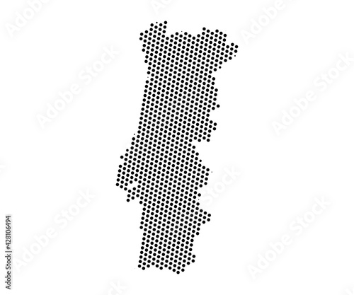Abstract map of Portugal dots planet, lines, global world map halftone concept. Vector illustration eps 10.