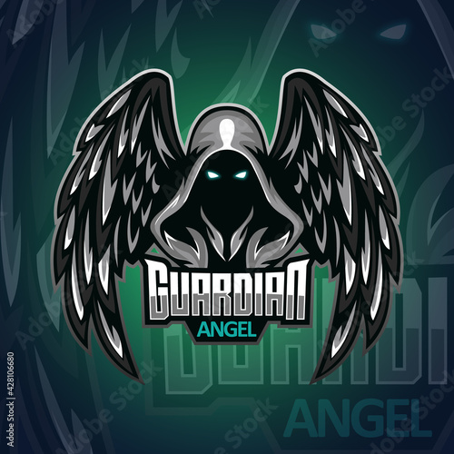Fotografie, Tablou Guardian Angel logo Mascot Illustration Modern