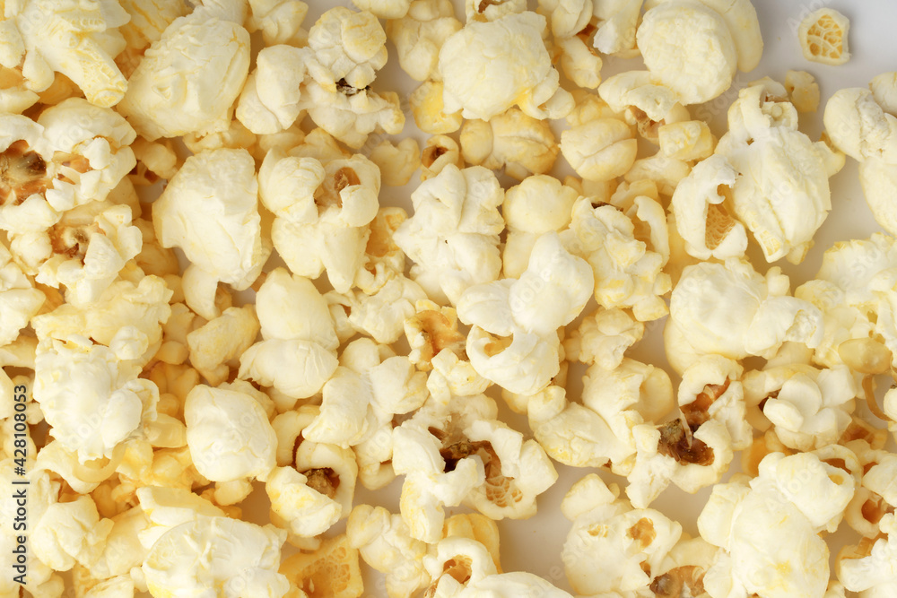 background from popcorn. top view of pop corn. texturing background from popcorn. top view of pop corn. texturing