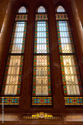 Window in Matheus church on Buda Hill, Budapest