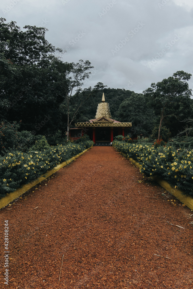 Buddhist Temple in the middle of a forest in the Galang Batang area, Bintan Island, Indonesia